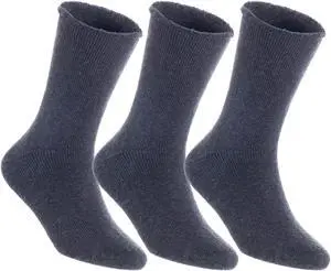 Lian LifeStyle Fantastic Children's 3 Pairs Wool Crew Socks Super Comfortable, Soft, Adorable and Durable LK0601 Size 0M-6M (Dark Grey)