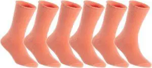 Lian LifeStyle Fantastic Children's 6 Pairs Wool Crew Socks Super Comfortable, Soft, and Durable LK0601 Size 9Y-11Y (Orange)