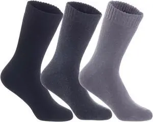 Lian LifeStyle Fantastic Children's 3 Pairs Wool Crew Socks Super Comfortable, Soft, and Durable LK0601 Size 9Y-11Y (Black,Dark Grey,Grey)