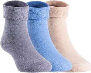 Lian LifeStyle Children 3 Pairs Fascinating Wool Socks, Resistant, Comfortable and Health-Focused Size 12M-24M (Blue, Gray, Beige)