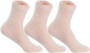 Lian LifeStyle Perfect Fit, Cozy, and Comfortable Women's 3 Pairs Wool Crew Socks For Healthy Feet LK08 Size 6-9 (Beige)