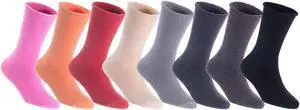 Lian LifeStyle Fantastic Children's 8 Pairs Wool Crew Socks Super Comfortable, Soft, and Durable LK0601 Size 9Y-11Y (Random)