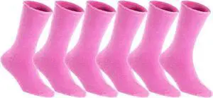 Lian LifeStyle Fantastic Children's 6 Pairs Wool Crew Socks Super Comfortable, Soft, and Durable LK0601 Size 3Y-5Y (Rose)