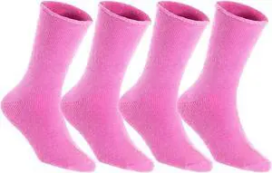 Lian LifeStyle Fantastic Children's 4 Pairs Wool Crew Socks Super Comfortable, Soft, and Durable LK0601 Size 9Y-11Y (Rose)