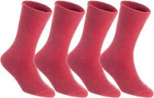 Lian LifeStyle Fantastic Children's 4 Pairs Wool Crew Socks Super Comfortable, Soft, Adorable and Durable LK0601 Size 0M-6M (Red)