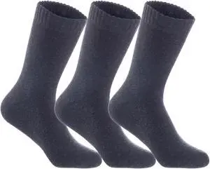 Lian LifeStyle Fantastic Children's 3 Pairs Wool Crew Socks Super Comfortable, Soft, and Durable LK0601 Size 9Y-11Y (Dark Grey)
