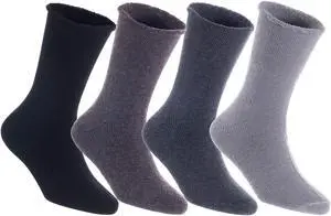 Lian LifeStyle Fantastic Children's 3 Pairs Wool Crew Socks Super Comfortable, Soft, and Durable LK0601 Size 12M-24M (Black,Coffee,Dark Grey,Grey)