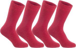 Lian LifeStyle Men's 4 Pairs Ultralight Breathable Wool Crew Socks. High Performance and Extra Comfortable LK0602 Size 6-9 (Red)