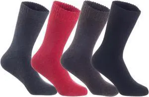 Lian LifeStyle Fantastic Children's 3 Pairs Wool Crew Socks Super Comfortable, Soft, and Durable LK0601 Size 9Y-11Y (Dark Grey,Red,Coffee,Black)