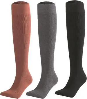 Lian LifeStyle Women's 3 Pairs  Adorable, Fashionable, Super Comfortable and Ultra-Soft Thigh High Cotton Boot Socks L1888 Size 6-9 Assorted