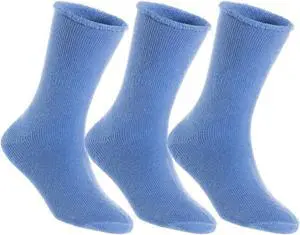 Lian LifeStyle Fantastic Children's 3 Pairs Wool Crew Socks Super Comfortable, Soft, Adorable and Durable LK0601 Size 0M-6M (Blue)