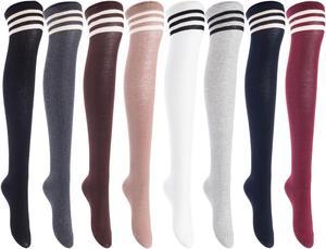 Meso Women's 4 Pairs Awesome Thigh High Cotton Socks, Comfortable, Soft and Super Durable Size 6-9 M1022 (Assorted) 4c6