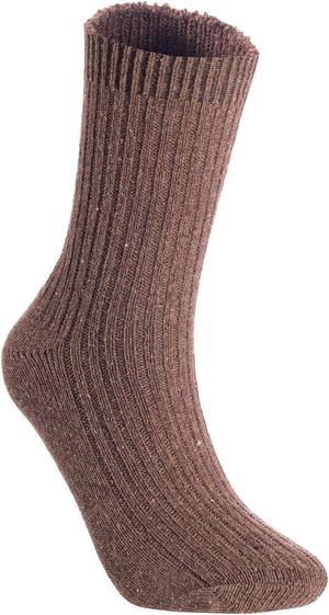 Lian LifeStyle Men's 1 Pair Ultralight Wool Crew Socks Breathable For All-Season & Weather FS03 Size 6-9(Brown)