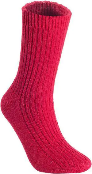 Lian LifeStyle Women's 1 Pair Perfect Fit Wool Crew Socks For Healthy Feet. Cozy, Cute, And Comfortable with a Wide Range of Colors FS03 Size 6-9(Red)