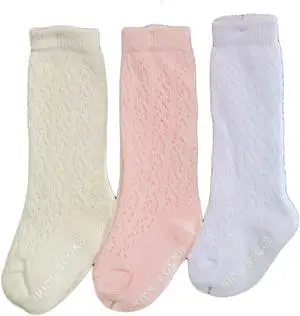 Lian LifeStyle Children's 3 Pairs Premium Cotton Crew Socks. Durable, Lightweight & Effective - Sweat Absorbent Great for Sports Mesh M(2Y-4Y)