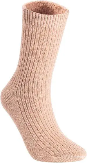Lian LifeStyle Women's 1 Pair Perfect Fit Wool Crew Socks For Healthy Feet. Cozy, Cute, And Comfortable with a Wide Range of Colors Size 6-9(Beige)