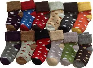 Lian LifeStyle 3 Pairs Children Cool & Fun Viscose Socks. Lightweight and Skin Friendly, Soft, Warm & Breathable (Dotted) Boy 0Y-1Y Random Color