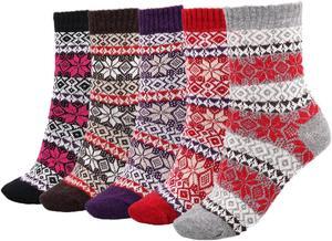 Meso Women's 5 Pairs Ultralight Breathable Maple Leaf Wool Blend Crew Socks- Sweat Absorbent, Cozy & Extra Comfortable Size 6-9
