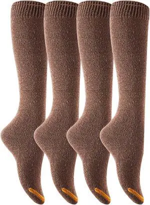 Women's 4 Pairs Truly Beautiful Comfortable Durable Soft Knee High Cotton Boot Socks M158212 Size 6-9(Coffee)