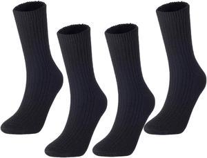 Men's 4 Pairs High Performance Wool Socks | Breathable & Lightweight Crew Socks as Hiking Socks & Running Socks FS03 Medium  (Black)