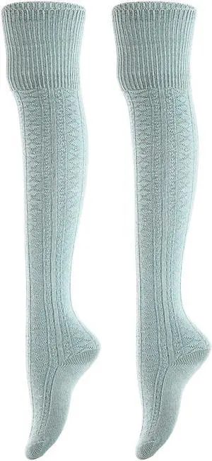 Meso Big Girl's Women's 2 Pairs Awesome Thigh High Cotton Socks, Comfortable, Soft and Super Durable M1025 6-9 2p-01 (Sky Blue)