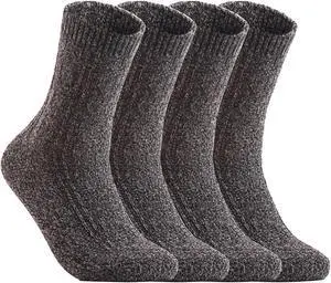Women's 4 Pairs Extra Comfortable Cozy Wool Crew Socks. Sweat Absorbent Great Activewear for Fun Sports Size 6-9 HR1613(Dark Grey)