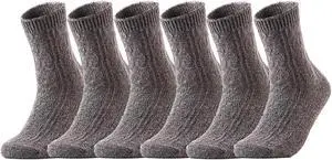 Women's 6 Pairs Ultralight Breathable Cozy Wool Crew Socks. Sweat Absorbent Great Activewear for Fun Sports Size 6-9 HR1613(Grey)