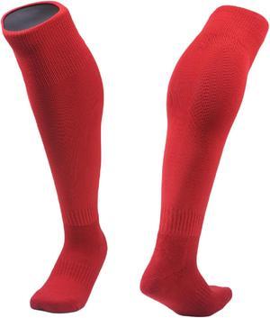 Meso Boy's 1 Pair Ultra Comfortable Lightweight and Breathable Knee High Sports Crew Socks - High Quality Performance Sports Long Socks Size S Red