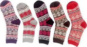Meso Big Girl's 5 Pair Ultralight Breathable Maple Leaf Wool Blend Crew Socks- Sweat Absorbent, Cozy & Extra Comfortable Size 6-9