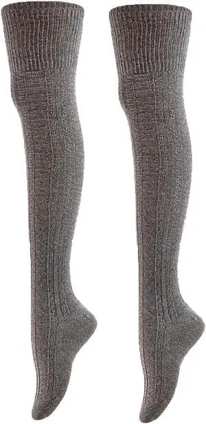 Meso Women's 2 Pairs Awesome Thigh High Cotton Socks, Comfortable, Soft and Super Durable M1025 6-9 2p8 (Dark Grey)