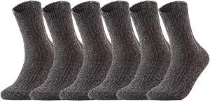 Women's 6 Pairs Ultralight Extra Comfortable Cozy Wool Crew Socks. Sweat Absorbent Great Activewear Size 6-9 HR1613(Dark Grey)