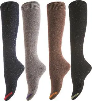 Lian LifeStyle Women's 4 Pairs Awesome Breathable Fancy and Cozy Knee High Cotton Boot Socks Size 6-9 (4 Wine)