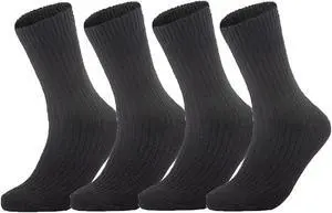 Meso Women's Big Girl's 4 Pairs Comfortable Gorgeous Durable & Breathable Wool Crew Socks for Daily Use FS03 Medium  (Black)