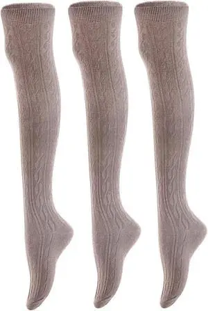 Women's 4 Pairs Super Durable, Awesome, Comfortable, Soft Thigh High Cotton Boot Socks MJ1024 Size 6-9(Dark Grey)