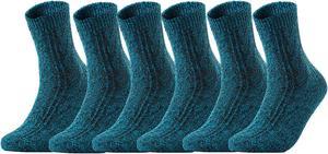 Women's 6 Pairs Ultralight Extra Comfortable Cozy Wool Crew Socks. Sweat Absorbent Great Activewear Size 6-9 HR1613(Blue)