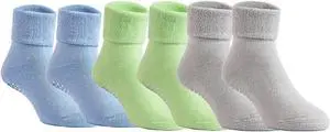 Lian LifeStyle Super Cute Unisex Children 6 Pairs Cotton Crew Socks Comfortable, Fancy, and Healthy ZM01 Size (1Y-3Y) Boy Color