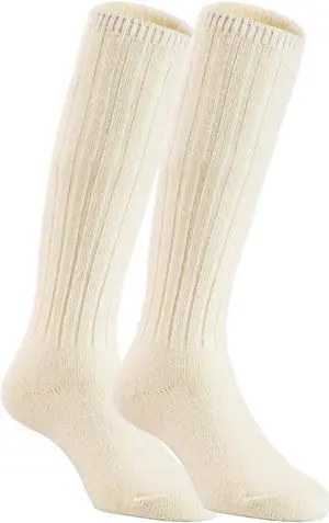 Lian LifeStyle Fascinating Children's 1 Pair Knee High Wool Blend Boot Socks Resistant, Comfortable and Health Focused Size S(0-2Y)-(White)