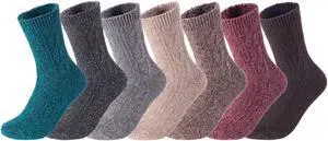 AATMart Women's 7 Pairs Wool Blend Crew Socks. Outstanding Quality Ideal for the Cold Winter Weather Size 6-9 HR1613  (Random)
