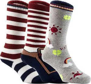 Lian LifeStyle Durable & Top Quality Baby Boy's 3 Pair Cotton Socks Lightweight & Effective Crew Socks- Sweat Absorbent ZM05 Size 1Y-3Y