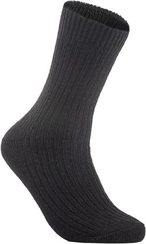 Lian LifeStyle Gorgeous Big Girl's Women's 1 Pair Wool Blend Crew Socks.Durable & Breathable Sleep, Hiking and Camping Socks FS03 Size 6-9 (Black)