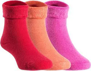 Lian LifeStyle Children 3 Pairs Fascinating Wool Socks, Resistant, Comfortable and Health-Focused Size  12M-24M (Rose, Orange, Red)