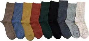 AATMart Women's 6 Pairs Outstanding Quality Wool Socks | Breathable Lightweight Crew Socks Ideal for Cold Weather Size 6-9 HR1690 Camel