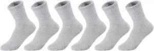 Lian LifeStyle Children's 6 Pairs Premium Cotton Socks Lightweight & Effective Crew Socks- Sweat Absorbent JH0108  Size L(12Y-15Y) Grey
