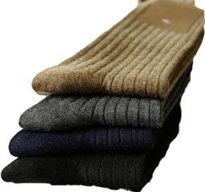 Lian LifeStyle Ultralight Men's 4 Pairs Breathable Wool Crew Socks For All Season and Weather HR1691 Size 6-9 (Dark Grey)