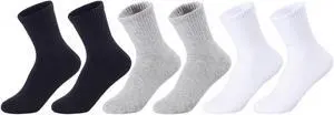 Lian LifeStyle Children's 6 Pairs Premium Cotton Socks Lightweight & Effective Crew Socks- Sweat Absorbent Size M(9Y-12Y) JH0108 4 Colors