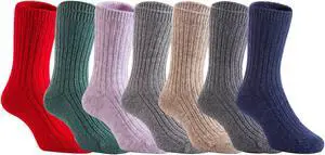 Lian LifeStyle Fantastic Children's 4 Pairs Wool Blend Crew Socks Super Comfortable, Adorable and Durable Size 3Y-6Y Boy Random Color
