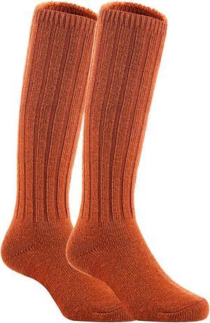 Lian LifeStyle Fascinating Children's 2 Pairs Knee High Wool Blend Boot Socks Resistant, Comfortable and Health Focused Size L(4-6Y)- (Brown)