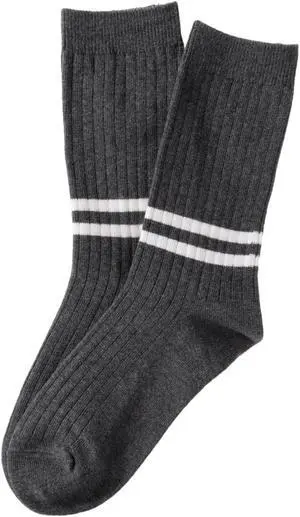 Lian LifeStyle Attractive Women's 3 Pairs Mid Calf Cotton Crew Socks With Super High Quality Soft Fibers HR1790 Size 6-9 (Dark Grey, Cream, Navy)
