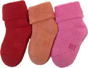 Lian LifeStyle Soft, Fantastic, Adorable And Super Comfortable Children's 3 Pairs Wool blend Crew Socks Plain Color Size (Girl) 0M-6M (Rose)