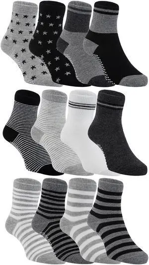 Lian LifeStyle Super Cute Baby Boy's 12 Pairs Cotton Crew Socks Comfortable, Fancy and Healthy Size (12M-3Y)  Multi Color